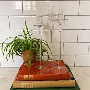 Vintage glass candlestick holders